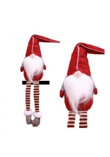Vianočný škriatok s visiacimi nohami v červenej farbe