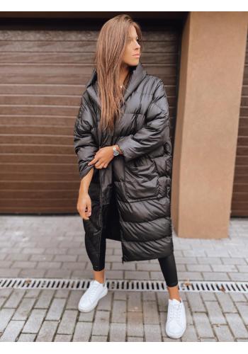 Zimná dámska oversize bunda čiernej farby s prešívaním