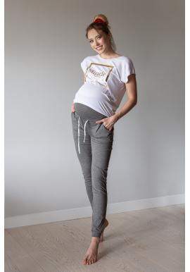 Sivé tehotenské nohavice s odnímateľným pásom