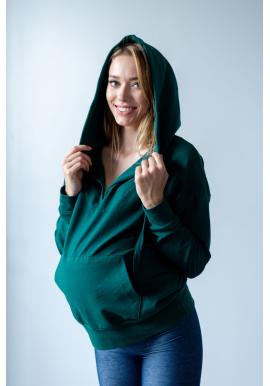 Zelená oversize mikina pre tehotné a dojčiace ženy