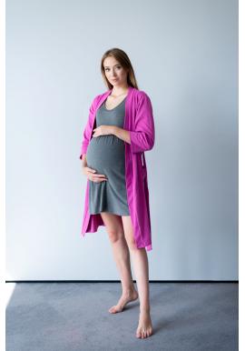 Hrejivý bavlnený ružový župan pre tehotné a dojčiace ženy