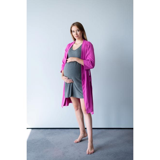 E-shop Hrejivý bavlnený ružový župan pre tehotné a dojčiace ženy