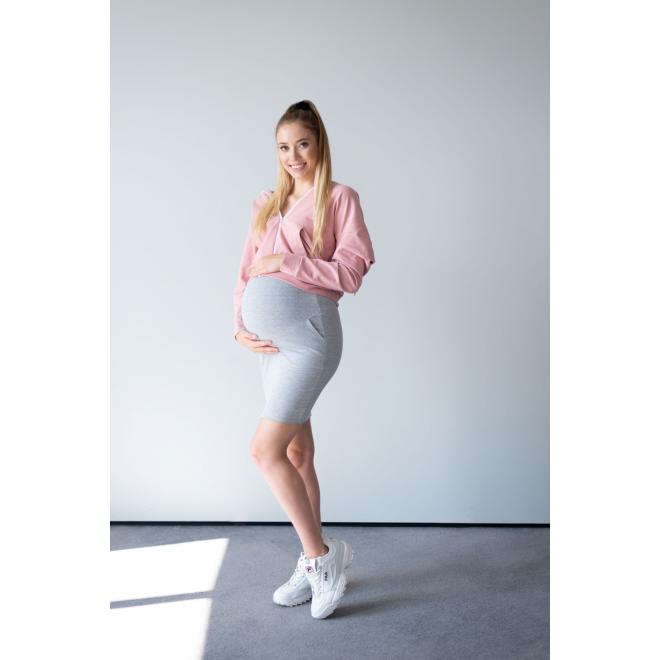 E-shop Sivá sukňa s tehotenským pásom