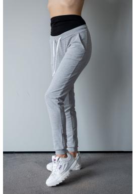 Bavlnené sivé tehotenské nohavice s odnímateľným pásom