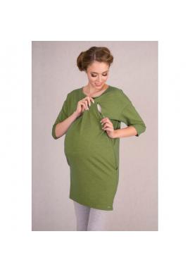 Zelená dámska tunika pre tehotné a dojčiace ženy