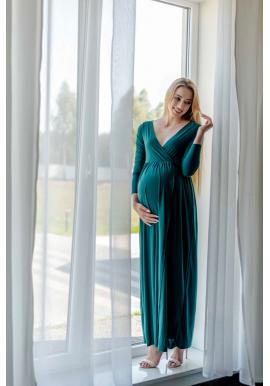 Dlhé zelené elegantné tehotenské šaty