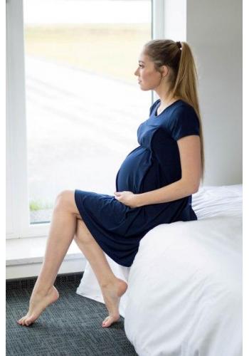 Tmavomodrá tehotenská a dojčiaca košeľa s dojčenskou vložkou