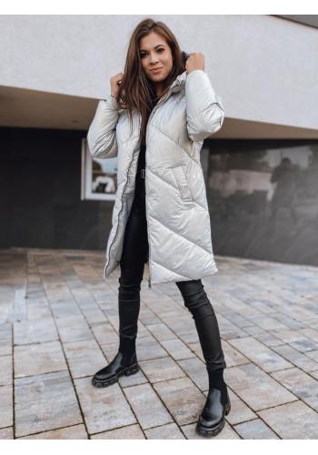 Zimná dámska bunda sivej farby s neodopínacou kapucňou