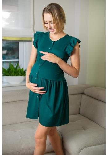 Zelené šaty na gombíky pre tehotné a dojčiace ženy