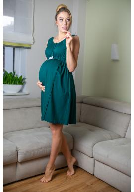 Zelená tehotenská a dojčiaca nočná košielka s mašličkou