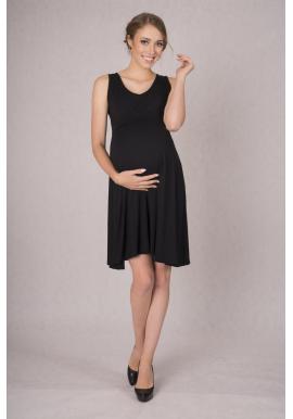 Voľné elegantné čierne tehotenské a dojčiace šaty