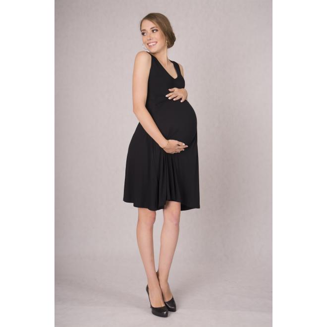 Voľné elegantné čierne tehotenské a dojčiace šaty