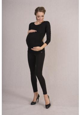 Tehotenská blúzka s dlhými rukávmi v čiernej farbe