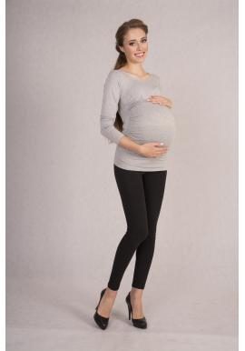 Tehotenská blúzka s dlhými rukávmi v sivej farbe
