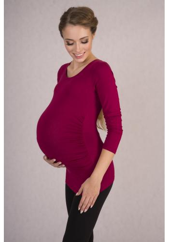 Tehotenská blúzka s dlhými rukávmi v bordovej farbe