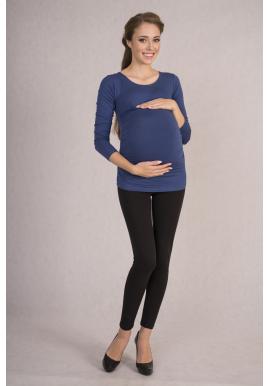 Tehotenská blúzka s dlhými rukávmi v modrej farbe