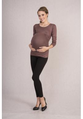 Tehotenská blúzka s dlhými rukávmi v kapučínovej farbe