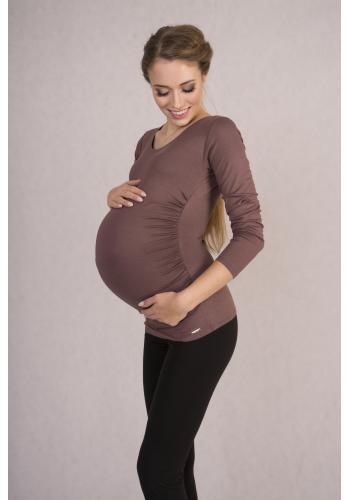 Tehotenská blúzka s dlhými rukávmi v kapučínovej farbe
