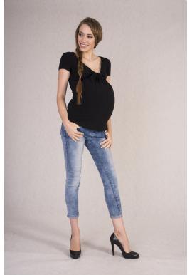 Dámske tehotenské tričko s krátkym rukávom v čiernej farbe
