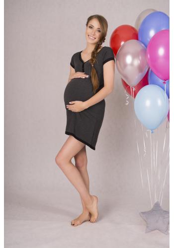 Grafitová pohodlná tehotenská a dojčiaca nočná košieľka