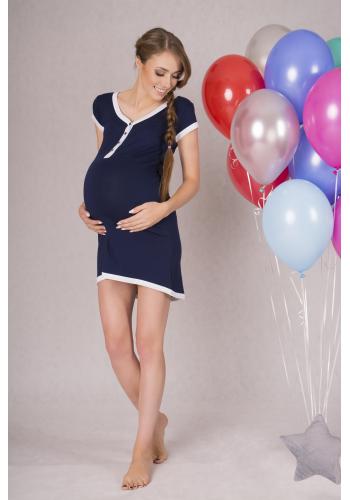 Modro-biela pohodlná tehotenská a dojčiaca nočná košieľka