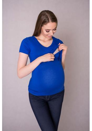 Klasická modrá tehotenská a dojčiaca blúzka