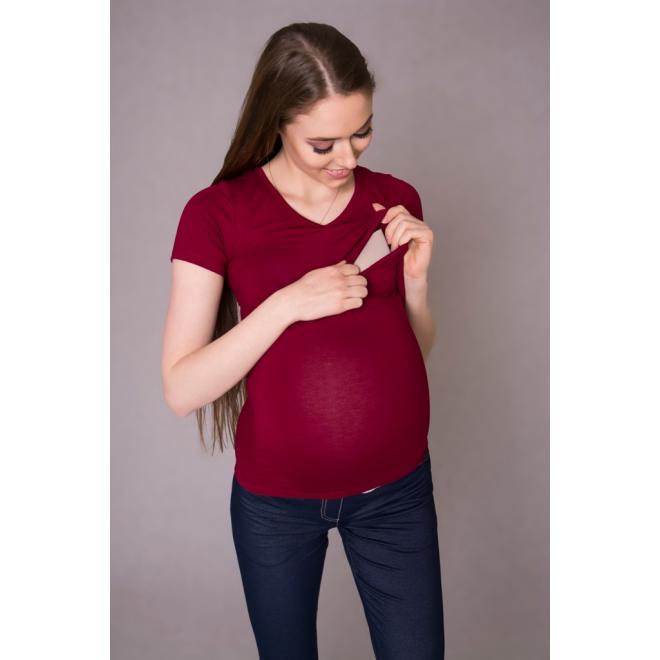 Klasická bordová tehotenská a dojčiaca blúzka
