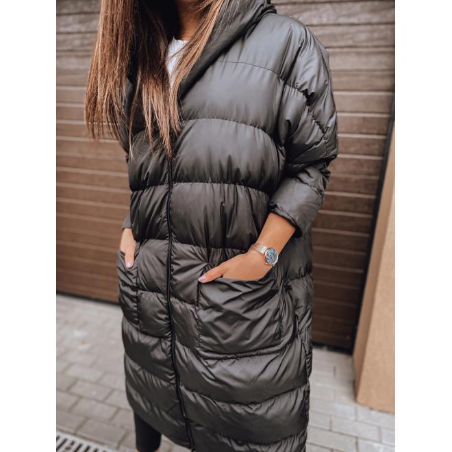 Zimná dámska oversize bunda čiernej farby s prešívaním