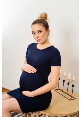Klasické tehotenské a dojčiace šaty v tmavomodrej farbe