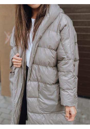 Dámska zimná oversize bunda s prešívaním v svetlosivej farbe