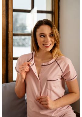 Ružová nočná košeľa pre tehotné a dojčiace ženy