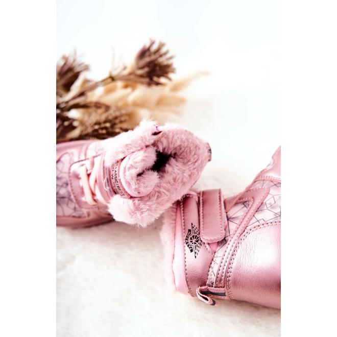 Detské ružové zateplené snehule na suchý zips
