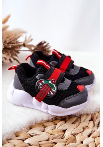 Detská športová obuv na suchý zips v čiernej farbe