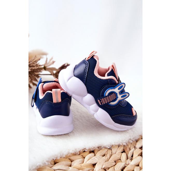 Detská športová obuv na suchý zips v modro-ružovej farbe