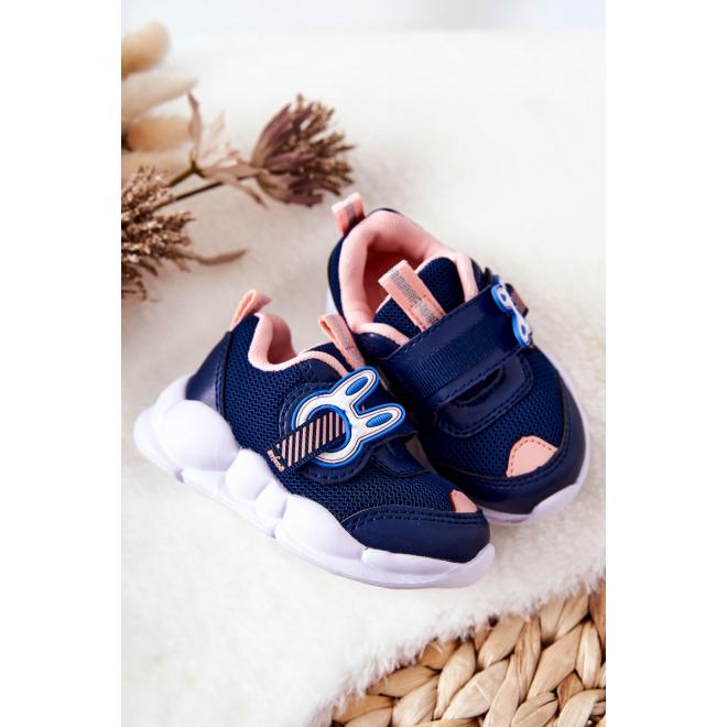 Detská športová obuv na suchý zips v modro-ružovej farbe