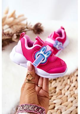 Detská športová obuv na suchý zips v ružovej farbe