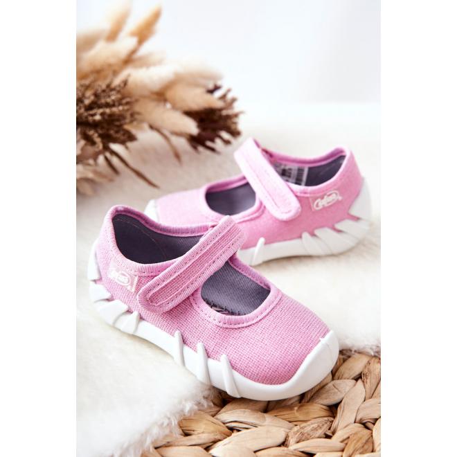 Ružové detské papučky na suchý zips