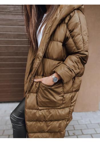 Hnedá zimná oversize bunda s prešívaním pre dámy