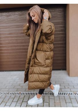 Hnedá zimná oversize bunda s prešívaním pre dámy