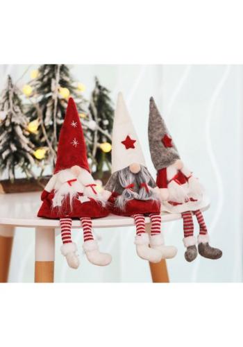Plyšový vianočný škriatok v bielej farbe s visiacimi nohami