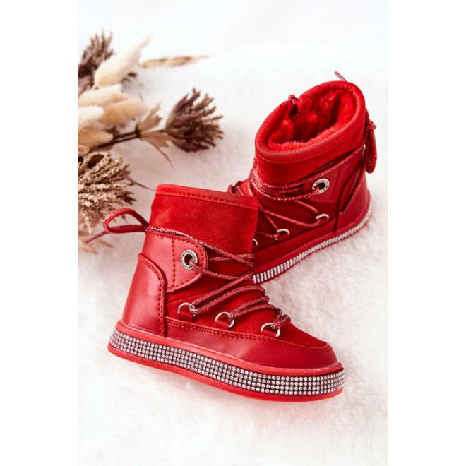 Červené zateplené snehule s kamienkami pre dievčatá