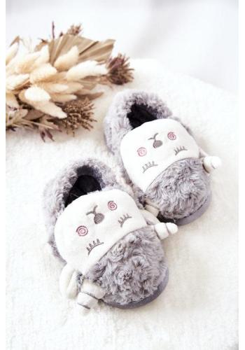 Teplé detské papuče s barančekom v sivej farbe