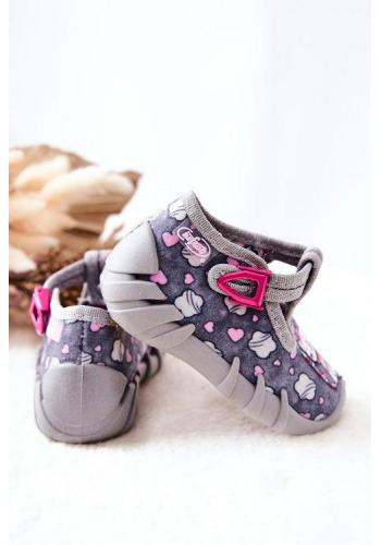 Detské sivé topánky s prackou a mačičkou