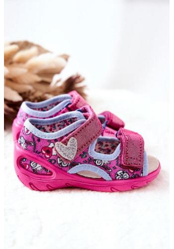 Dievčenské sandále v rúžovej farbe na suchý zips