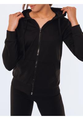 Tepláková dámska mikina čiernej farby na zips