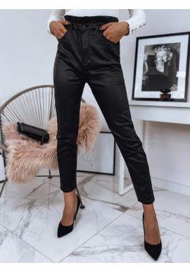 Čierne voskované nohavice s vysokým pásom pre dámy