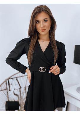 Čierne elegantné šaty s obálkovým výstrihom pre dámy
