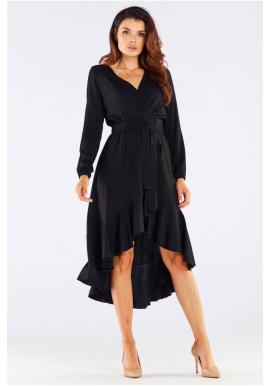 Elegantné dámske šaty čiernej farby s viazaním v páse