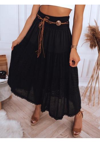 Čierna maxi sukňa s čipkovaným detailom pre dámy