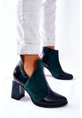 Jedinečné dámske topánky na podpätku v zelenej farbe